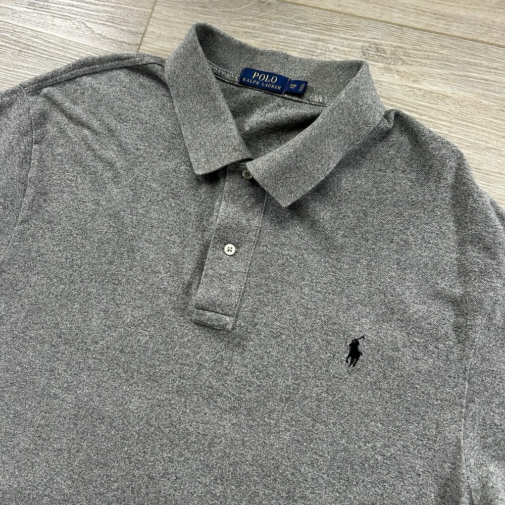 Polo Ralph Lauren Men's Size 2XB Big Grey  Short Sleeve Mesh Polo Button Up